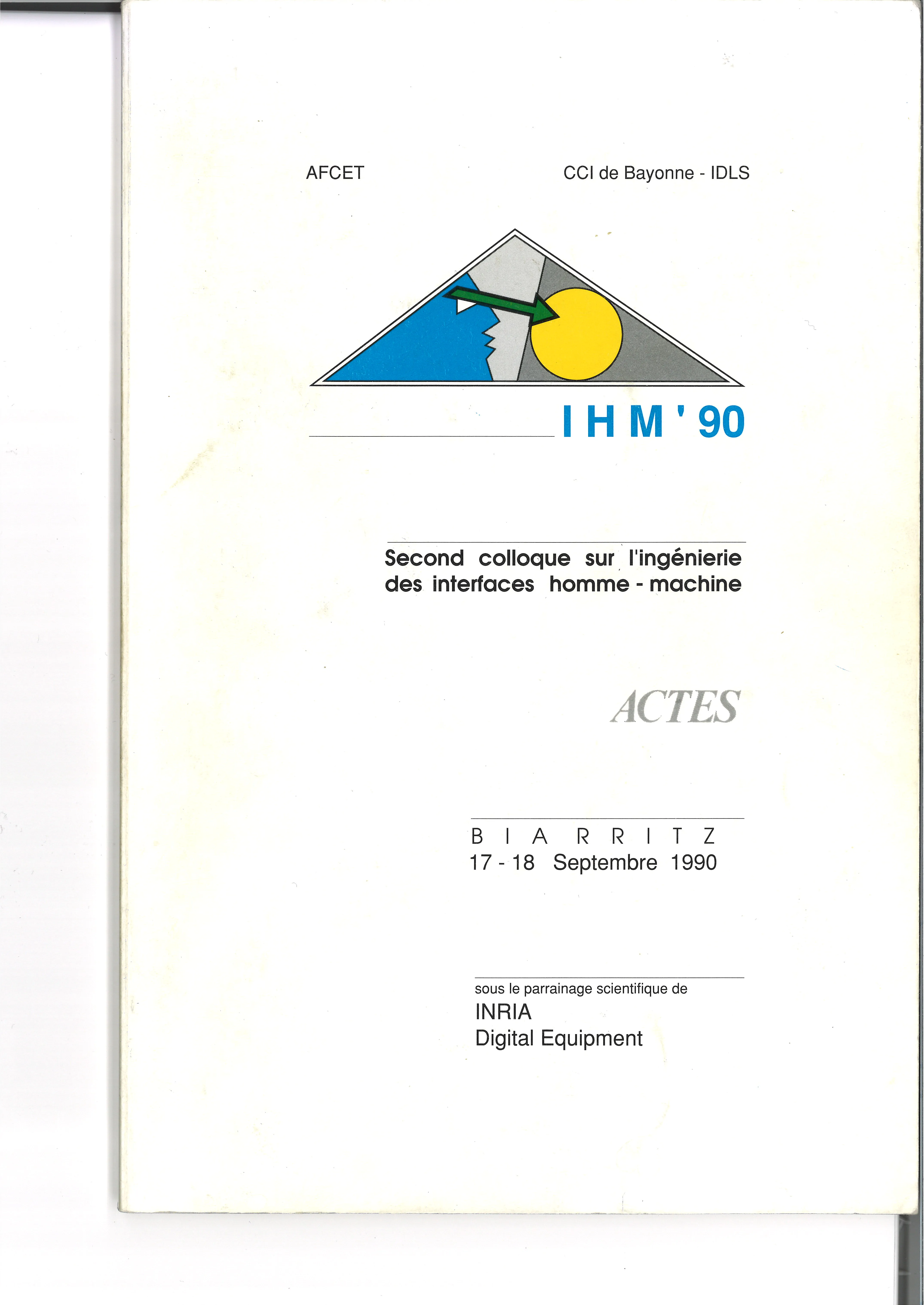 Couverture des actes d’IHM’90, Biarritz