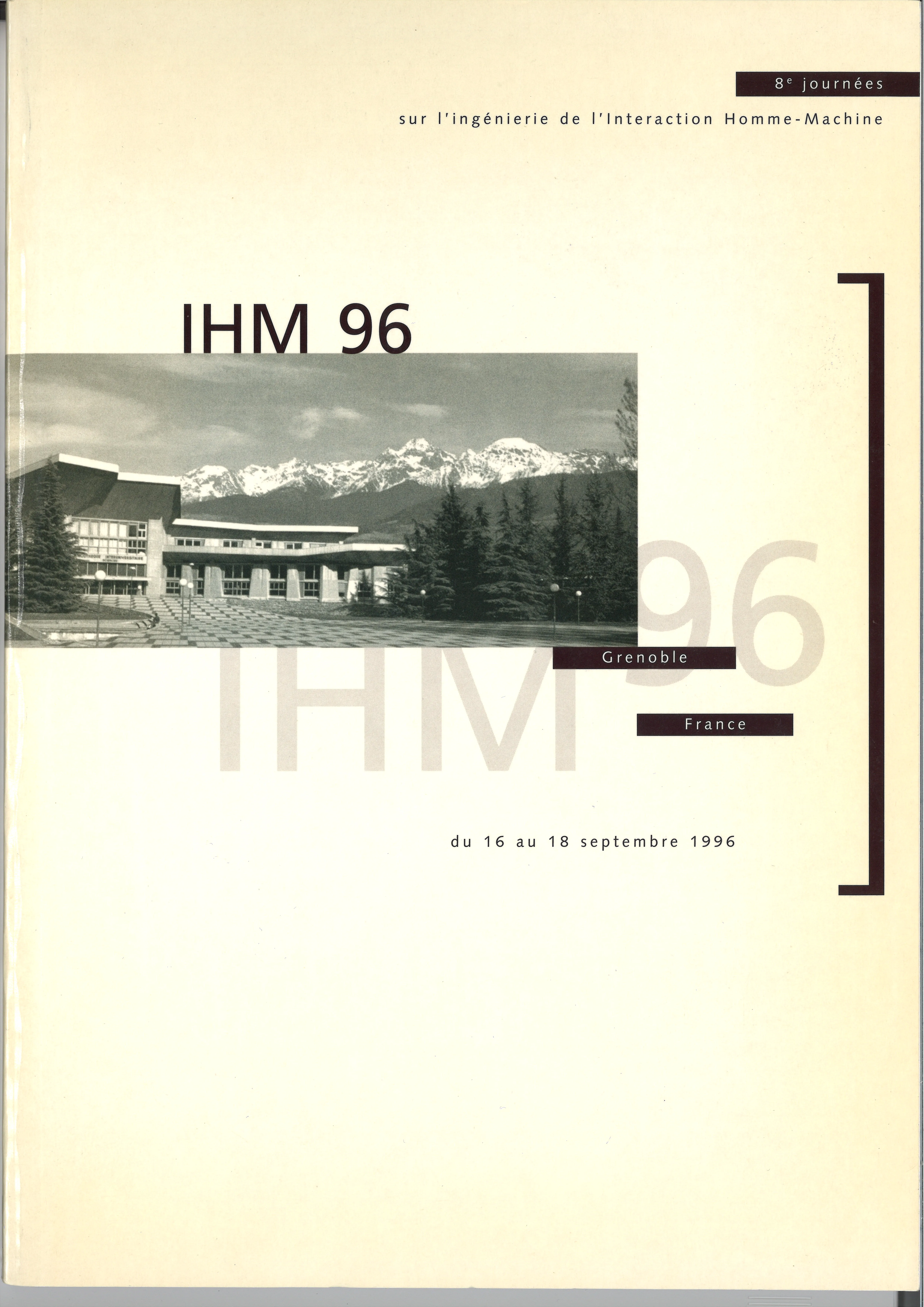 Couverture des actes d’IHM 96, Grenoble, 16-18 septembre 1996