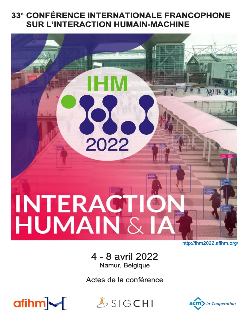 Couverture des actes d’IHM 2022, Namur, 4-8 avril 2022